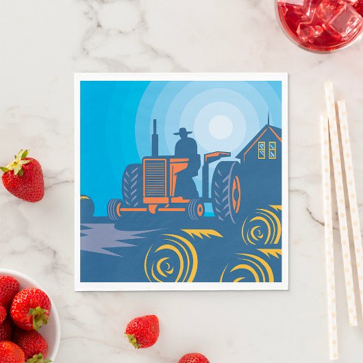 Boer op een trekker servet