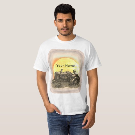 boer op pad met tractor t-shirt (Voorkant volledig)
