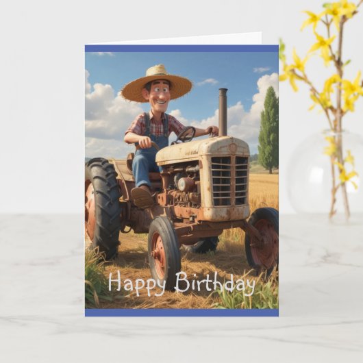 Boer op tractor kaart (Gele Bloem)