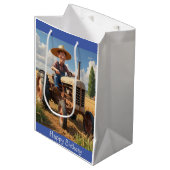 Boer op tractor medium cadeauzakje (Voorkant Gekanteld)