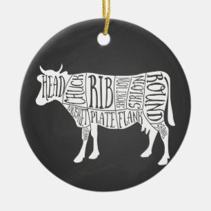 boer rundvleesvleeskartonnen snijdt kleine boer keramisch ornament
