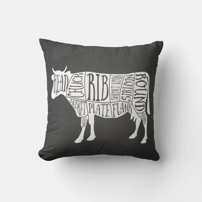 boer rundvleesvleeskartonnen snijdt kleine boer kussen (Voorkant)