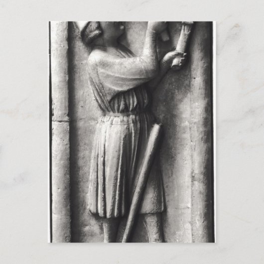 Boer scherpt zijn scythe aan voor de briefkaart (Voorkant)