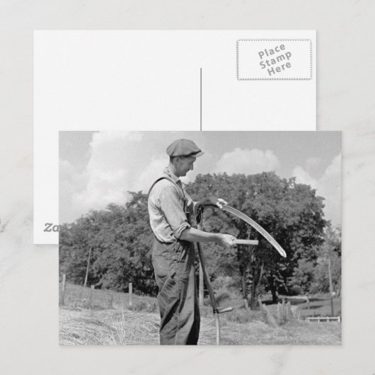 Boer Sharpening a Scythe, jaren 30 Briefkaart (Voorkant / Achterkant)