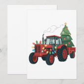 Boer Tractor Kerst Verlichting Tractor Kerstmis Aankondiging (Voorkant / Achterkant)