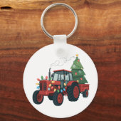 Boer Tractor Kerst Verlichting Tractor Kerstmis Sleutelhanger (Voorkant)