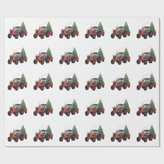 Boer Tractor Kerstverlichting Tractor Kerstmis   Cadeaupapier (Vlak)