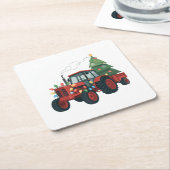 Boer Tractor Kerstverlichting Tractor Kerstmis Kartonnen Onderzetters (Schuin)