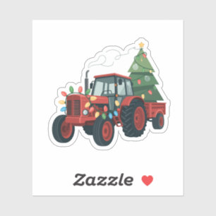 Boer Tractor Kerstverlichting Tractor Kerstmis   Sticker