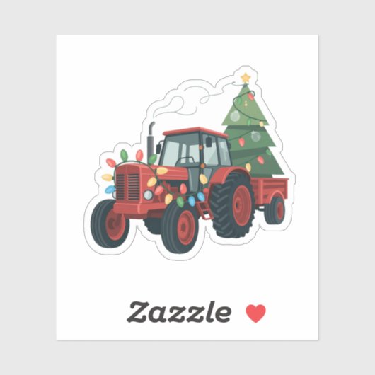 Boer Tractor Kerstverlichting Tractor Kerstmis Sticker (Vel)