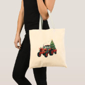 Boer Tractor Kerstverlichting Tractor Kerstmis Tote Bag (Voorkant (product))