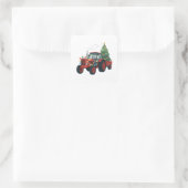Boer Tractor Kerstverlichting Tractor Kerstmis Vierkante Sticker (Tas)