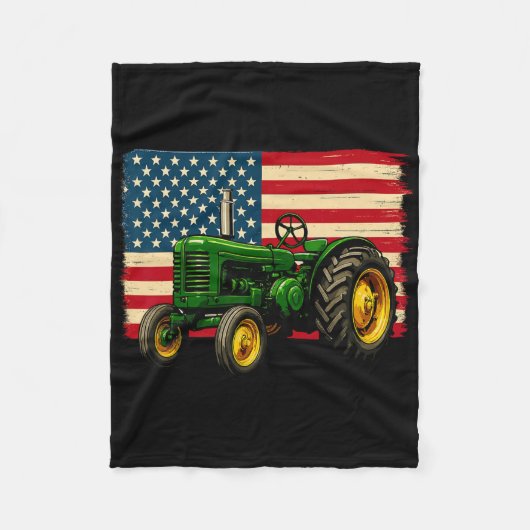 Boer Tractor Usa Vlag 4 Juli Fleece Deken (Voorkant)