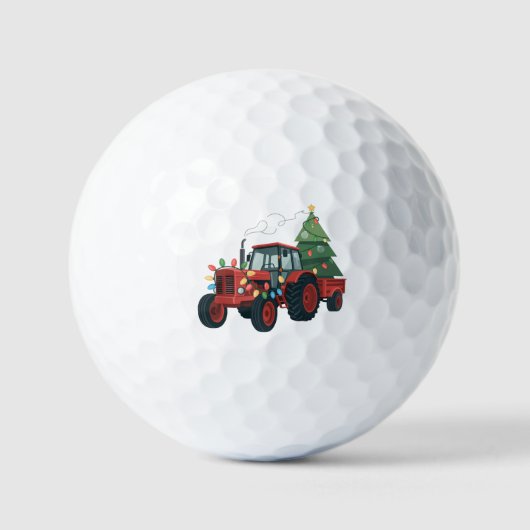 Boer Tractor Xmas Verlichting Tractor Kerstmis   Golfballen (Voorkant)