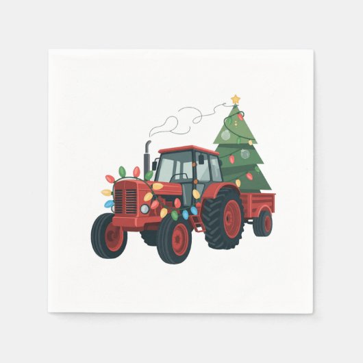 Boer Tractor Xmas Verlichting Tractor Kerstmis Servet (Voorkant)