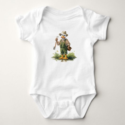 Boer tuinman eend eendje helemaal verkleed romper (Voorkant)