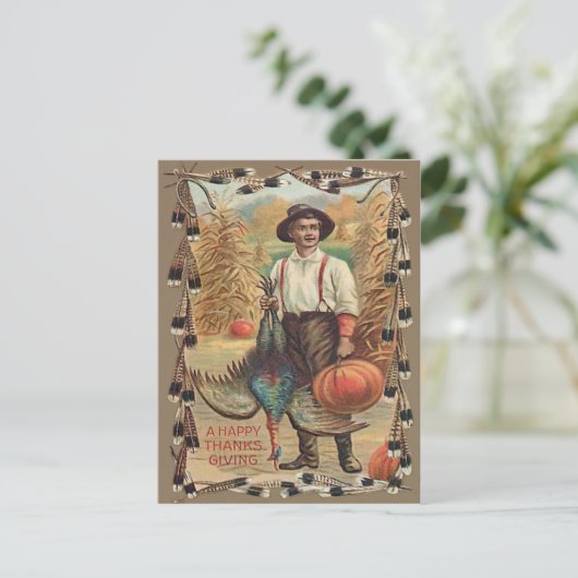 Boer Turkije Pompoen Maïs Shock Veren Briefkaart (Staand voorkant)