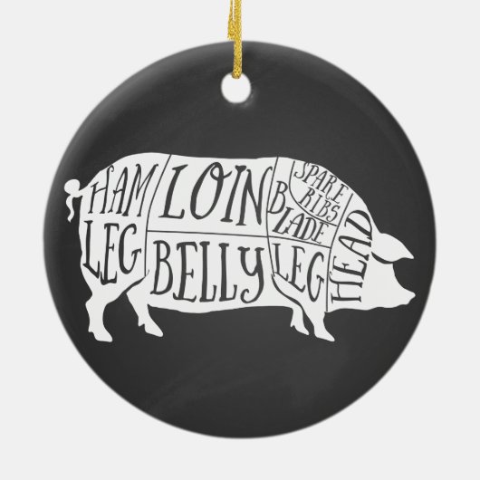 boer varkensvlees slager vlees snijdt kunst kleine keramisch ornament (Achterkant)