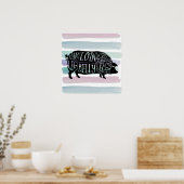 boer varkensvlees slager vlees snijdt kunst kleine poster (Keuken)