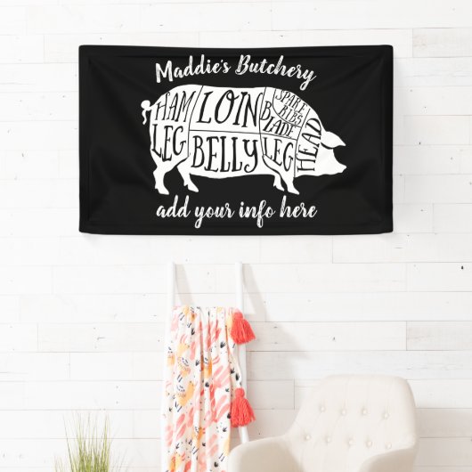 boer varkensvlees slager vlees snijdt kunst kleine spandoek (Insitu)