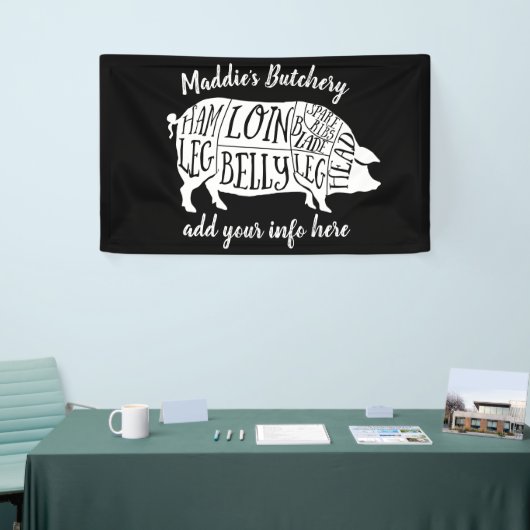 boer varkensvlees slager vlees snijdt kunst kleine spandoek (Beurs)
