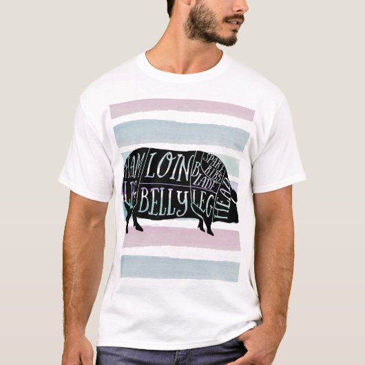 boer varkensvlees slager vlees snijdt kunst kleine t-shirt (Voorkant)