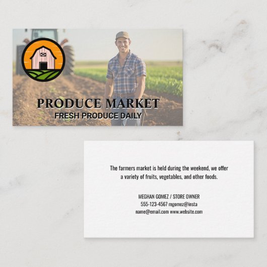 Boer werkt aan gewassen | Tractor Visitekaartje (Voorkant / Achterkant)