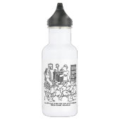 Boer werkt vanuit huis met schapen. grappig waterfles  (Rechts)