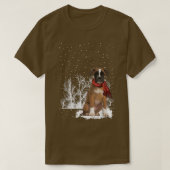 Boer Winter Scarf Dogs Tree Forest Snow Kerstmis T-shirt (Design voorkant)