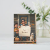 Boer, zijn zoon en de familiehond briefkaart (Staand voorkant)