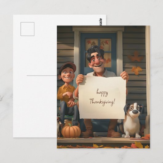 Boer, zijn zoon en de familiehond briefkaart (Voorkant / Achterkant)