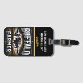 Boer zorgt voor zijn bizon bagagelabel (Voorkant (horizontaal))