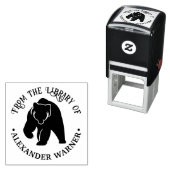 Boerbeer Silhouet #2 Rond Bibliotheekboek Naam Zelfinktende Stempel (In situ)