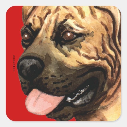 Boerboel Colour Block Vierkante Sticker (Voorkant)