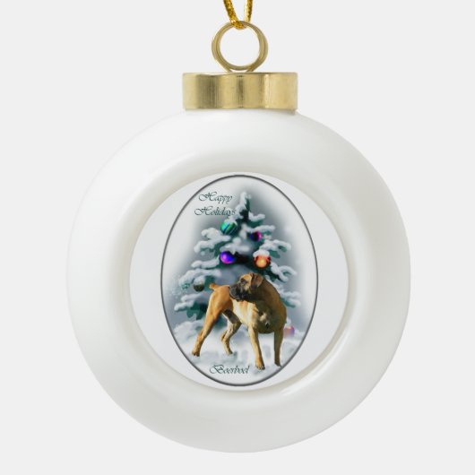 Boerboel kerst keramische bal ornament (Voorkant)