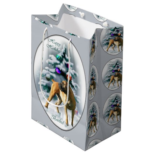 Boerboel kerst medium cadeauzakje (Voorkant Gekanteld)