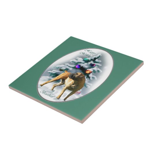 Boerboel kerst tegeltje (Zijkant)