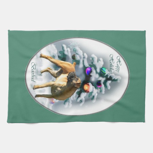 Boerboel kerst theedoek (Horizontaal)