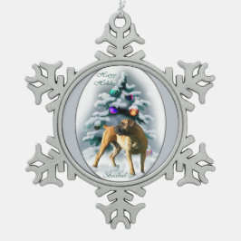 Boerboel kerst tin sneeuwvlok ornament