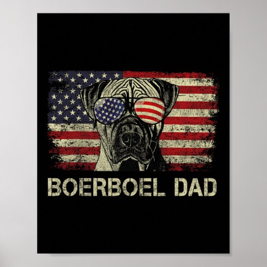 Boerboel Papa Hondenliefhebbers Amerikaanse vlag 4 Poster (Voorkant)