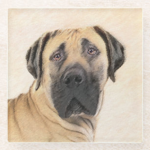 Boerboel schilderen - Kute Original Dog Art Glazen Onderzetter
