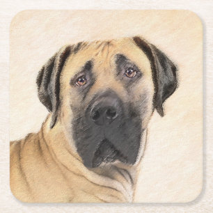 Boerboel schilderen - Kute Original Dog Art Kartonnen Onderzetters