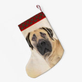 Boerboel schilderen - Kute Original Dog Art Kleine Kerstsok (Achterkant (Hangend))