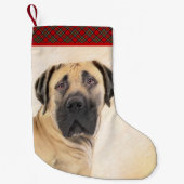 Boerboel schilderen - Kute Original Dog Art Kleine Kerstsok (Voorkant)