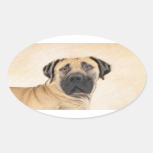 Boerboel schilderen - Kute Original Dog Art Ovale Sticker