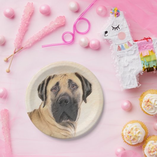 Boerboel schilderen - Kute Original Dog Art Papieren Bordje (Feest)