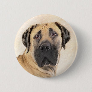 Boerboel schilderen - Kute Original Dog Art Ronde Button 5,7 Cm