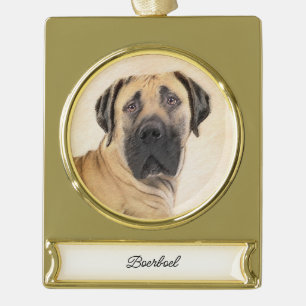Boerboel schilderen - Kute Original Dog Art Verguld Banner Ornament