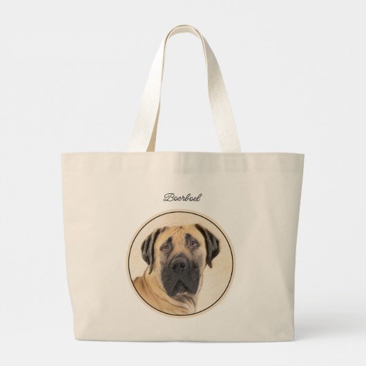Boerboel Schilderij Fawn Red Mastiff Pet Dog Art Grote Tote Bag (Achterkant)