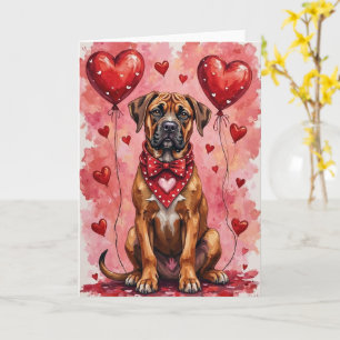 Boerboel Valentijnsdag Hond Zit met Hartjes Rood Kaart